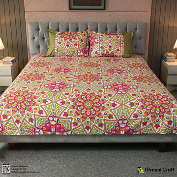 Alpana Print Bedsheet -  Magenta - PBS - 0046