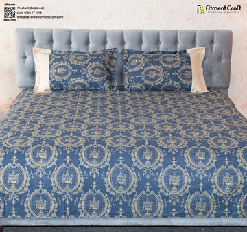 Navy Trophy Print Bedsheet - PBS - 0029