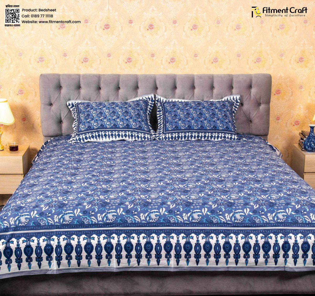 Blue Print Bed Sheet - PBS - 0017