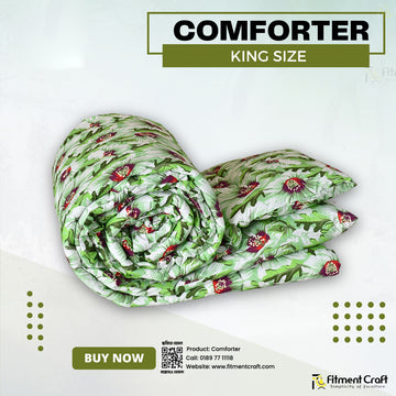 China Rose Print Comforter – Green - COM - 0049