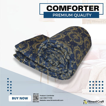 Navy Trophy Print Comforter - COM- 0029