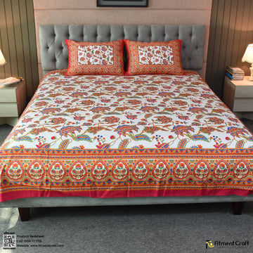 Blossom Dreams Print Bed Sheet – Persian Red - PBS - 0050