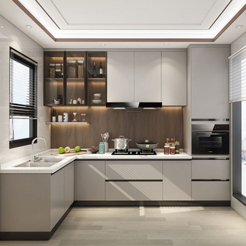 Modern Modular Kitchen Cabinet with HPL Finish | MK1-001 ( Price Given Per SFT )