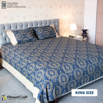 Navy Trophy Print Bedsheet - PBS - 0029