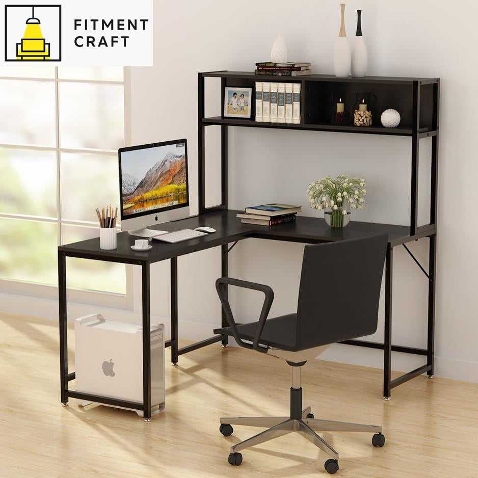 Modern L-Shape Desk with Hutch Bookshelf | TV9-003