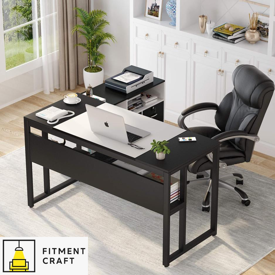 L Shaped Computer Desk,  Executive Office Desk with File Cabinet | TV5-002